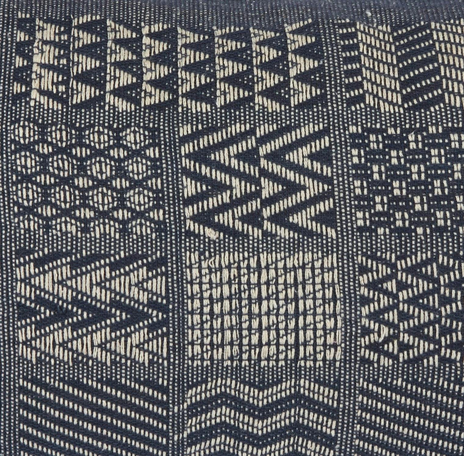 Artisan Hand Loomed Cotton Square Pillow - Indigo Blocks - 24