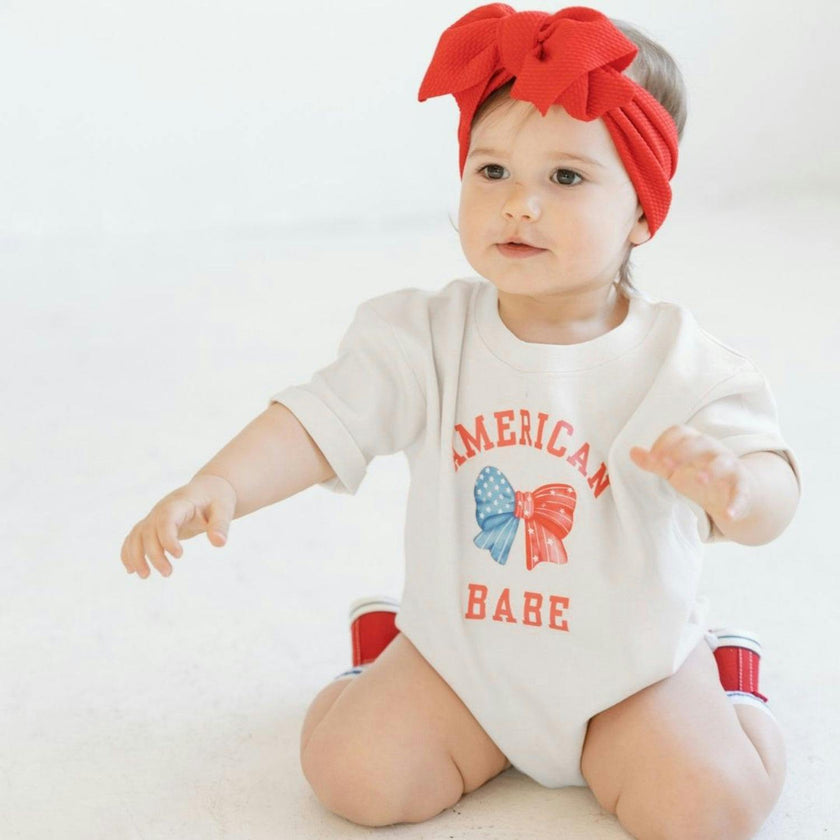 American Babe Short Sleeve Romper - White