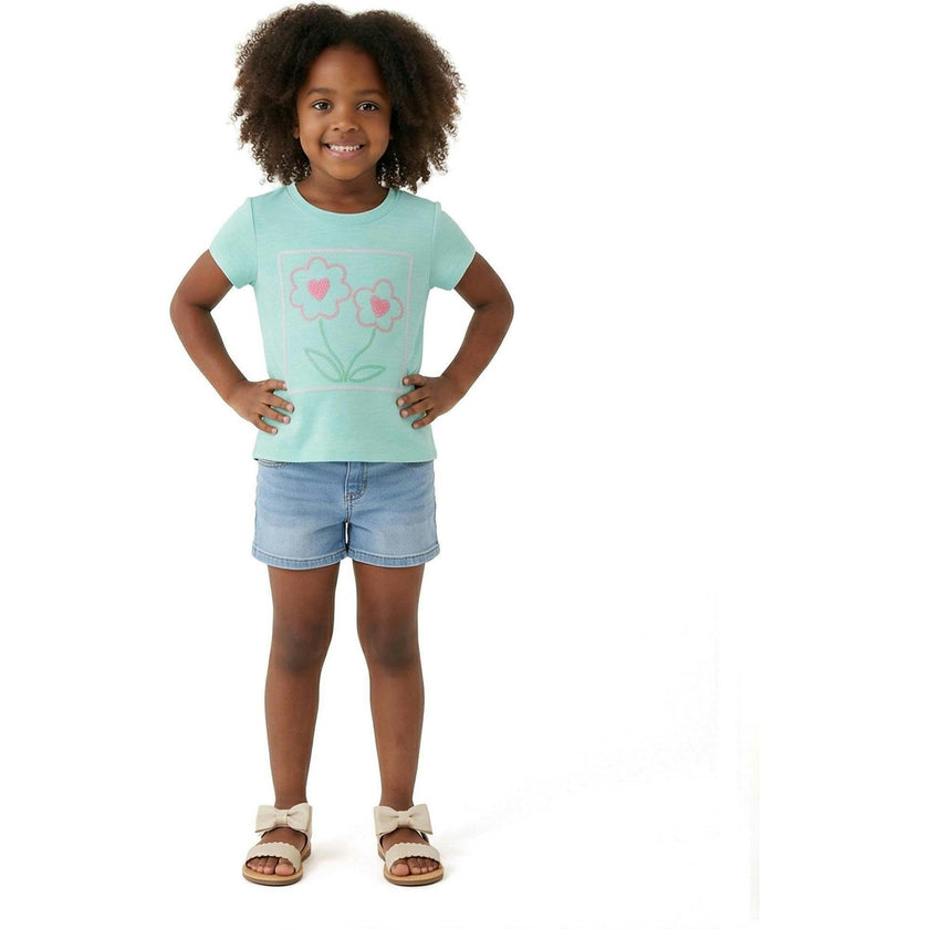 Girls Emroidered Tee | Sparkle Bloom