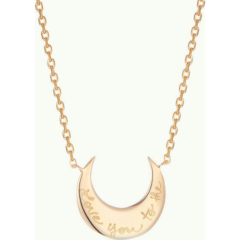 Personalized Moon Necklace, 14k Gold Plated