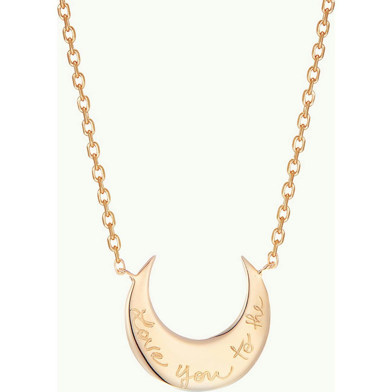 Personalized Moon Necklace, 14k Gold Plated
