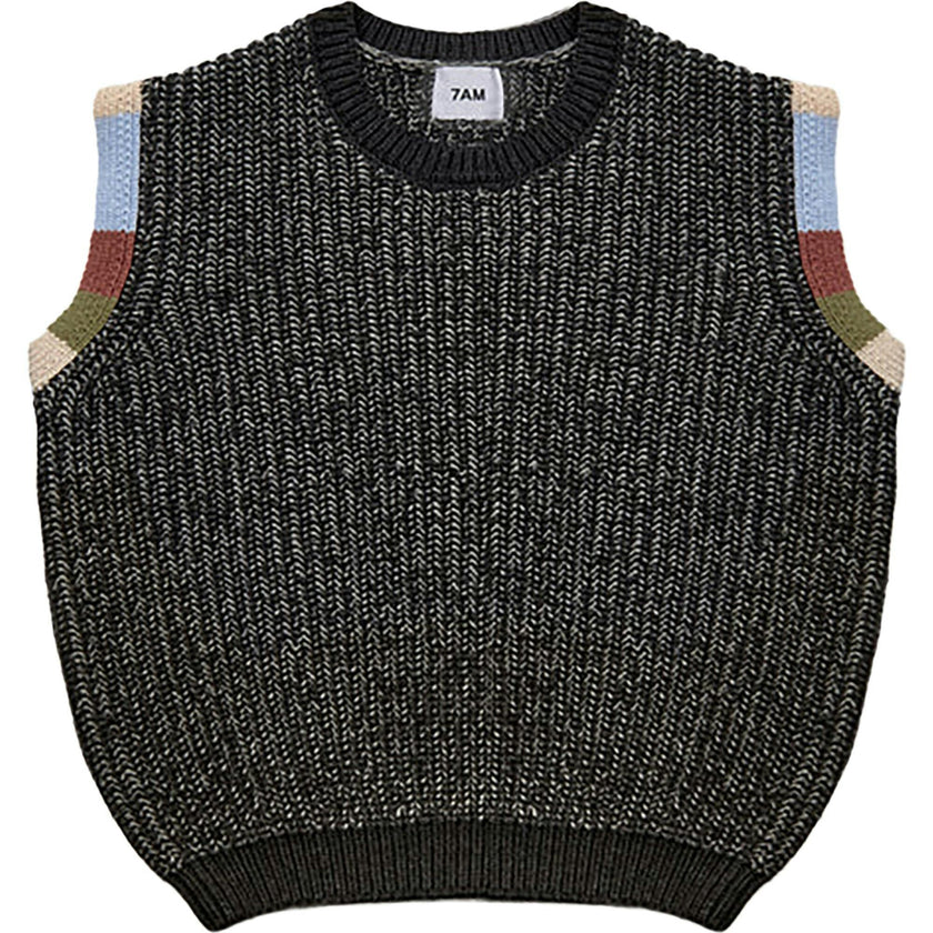 Chunky Ribbed Knit Crew Neck Sleeveless Wide Boxy Fit Tank Top