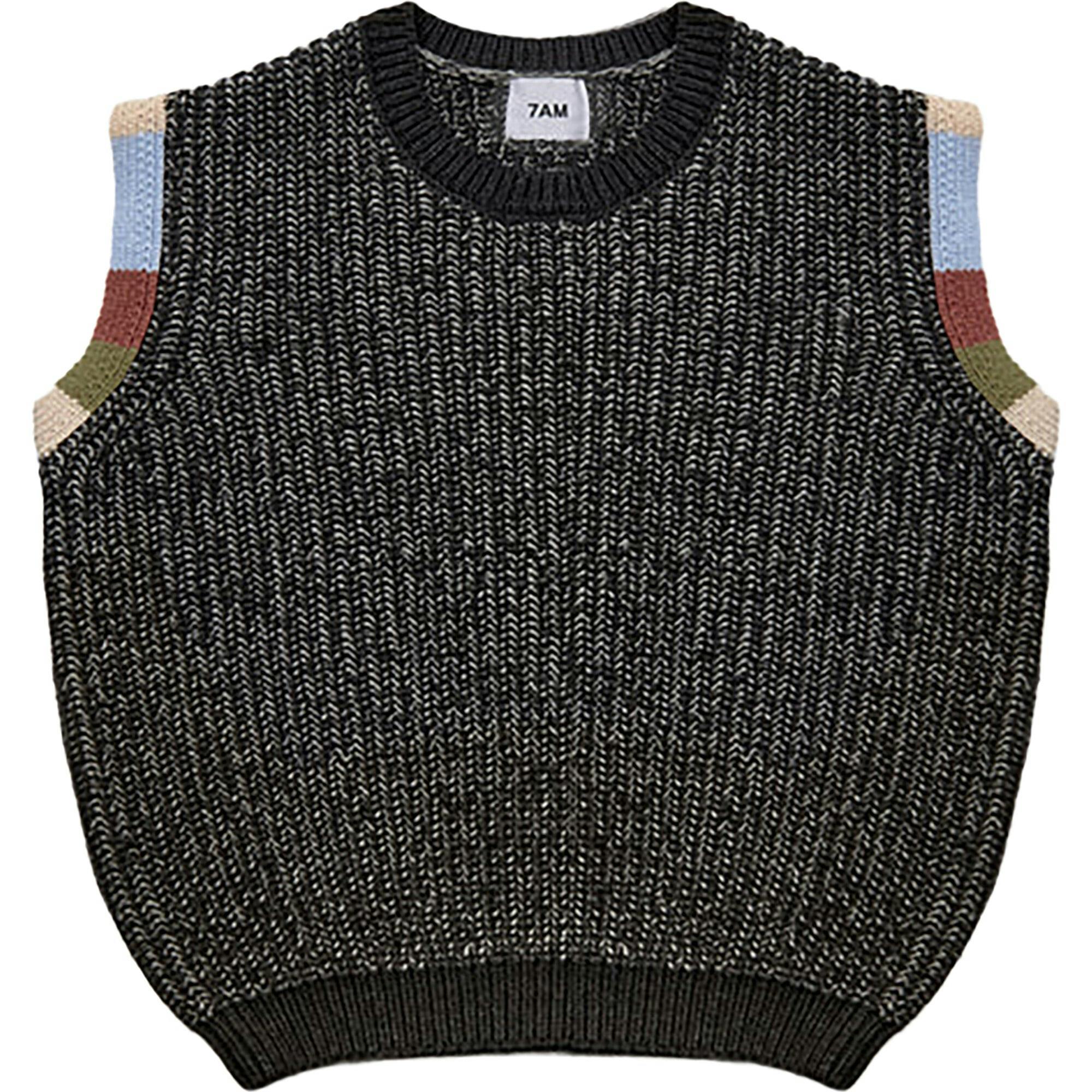 Chunky Ribbed Knit Crew Neck Sleeveless Wide Boxy Fit Tank Top
