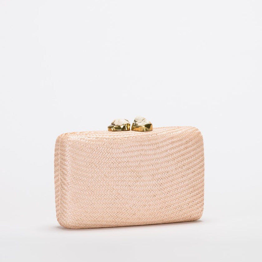 Women's Jen Straw White Stone Clutch Bag