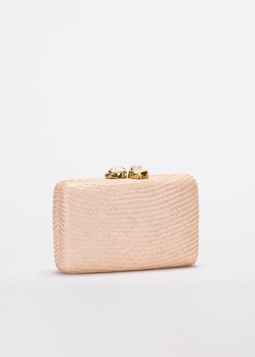 Women's Jen Straw White Stone Clutch Bag