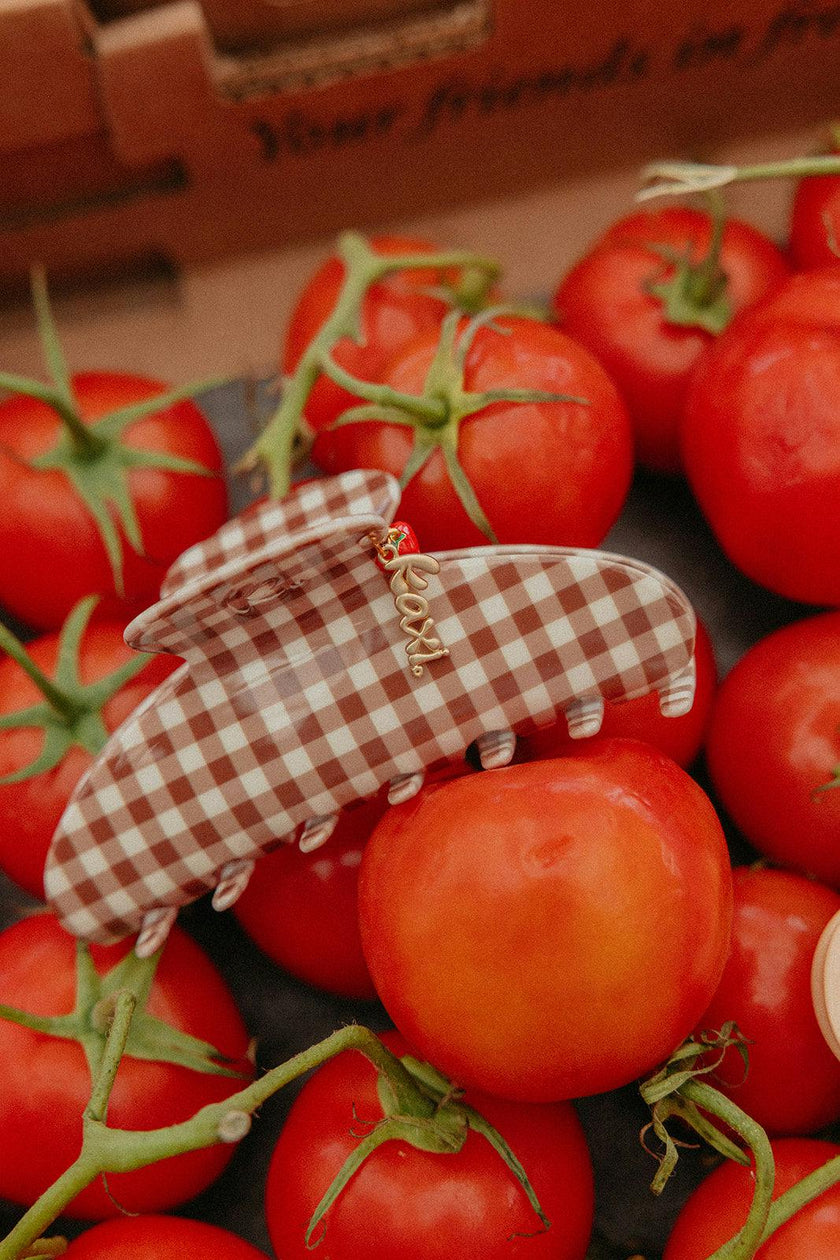 BROWN GINGHAM TOMATO CHARM CLAW