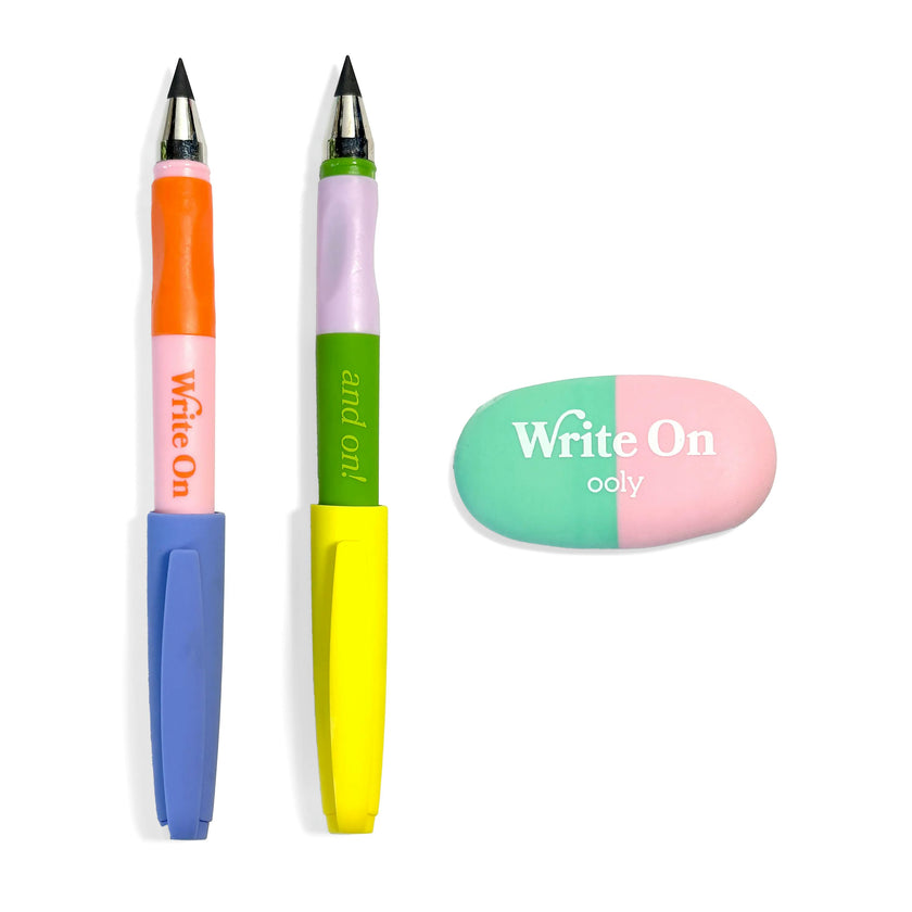 Write On Graphite Pencils and Eraser - Set of 2