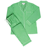 Women's Braddock Green Long PJ Set - Organic Cotton Poplin