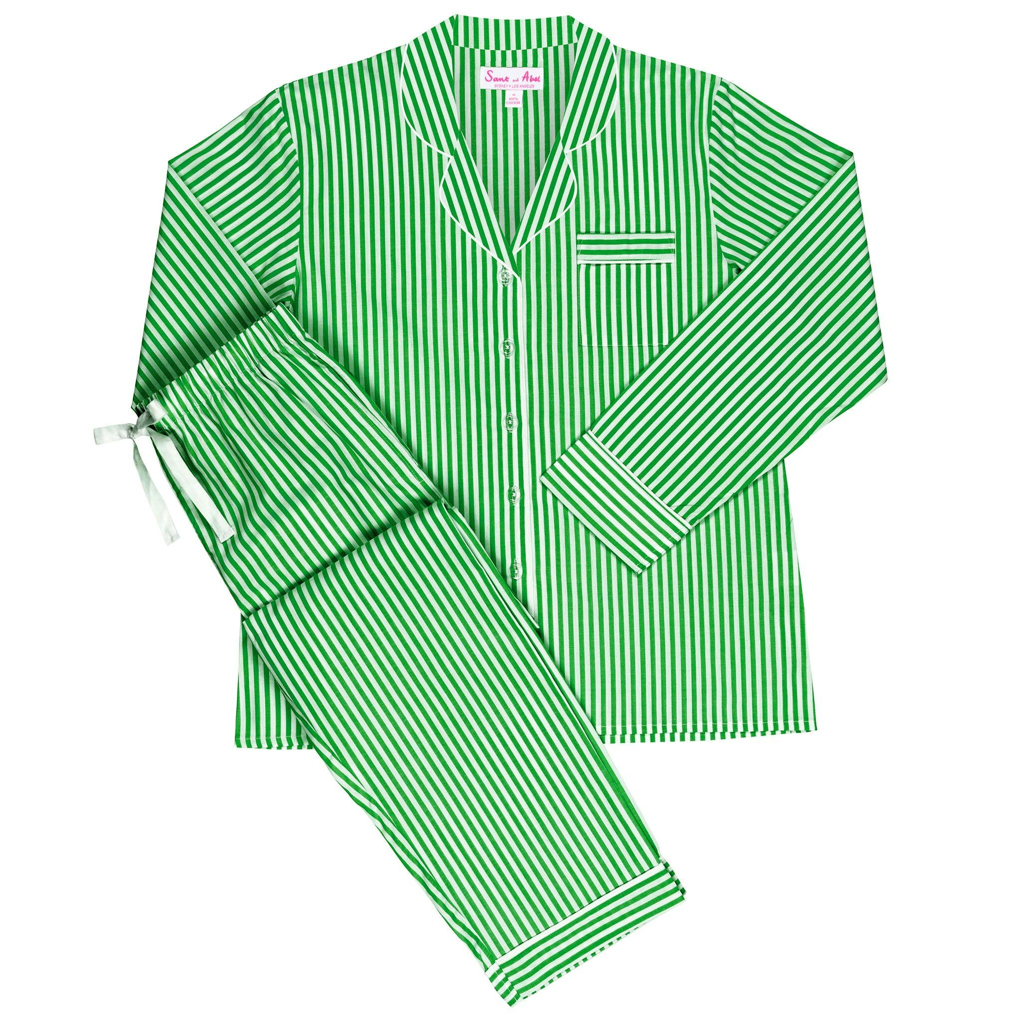 Women's Braddock Green Long PJ Set - Organic Cotton Poplin