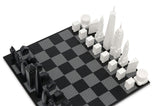 Chess Set Acrylic LONDON vs NEW YORK with B/W Hatch Board