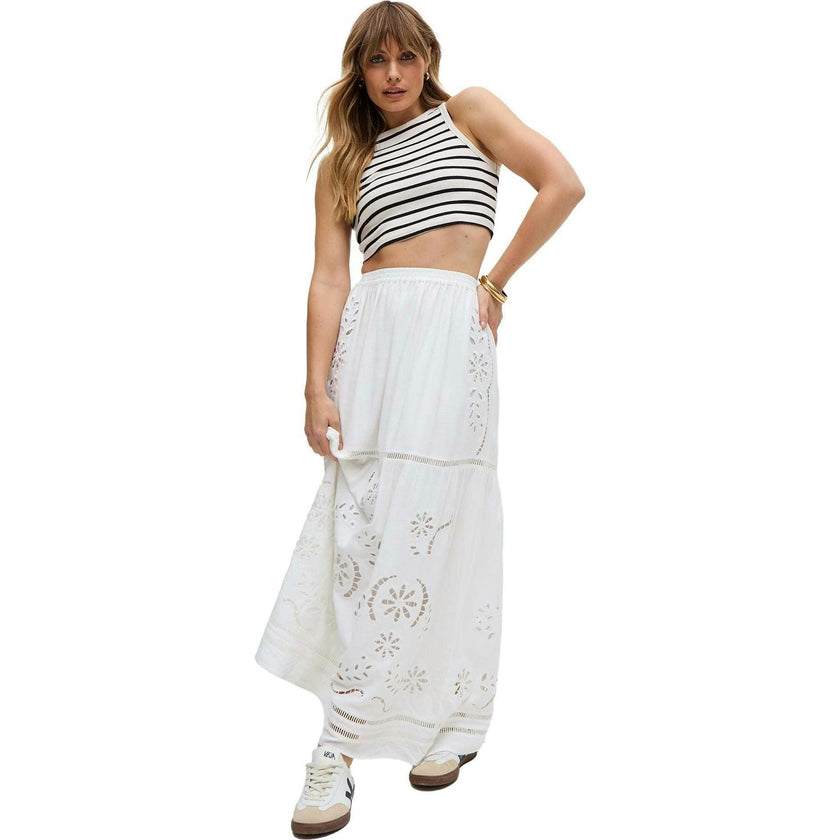Georgina Lace Paneled Maxi Skirt