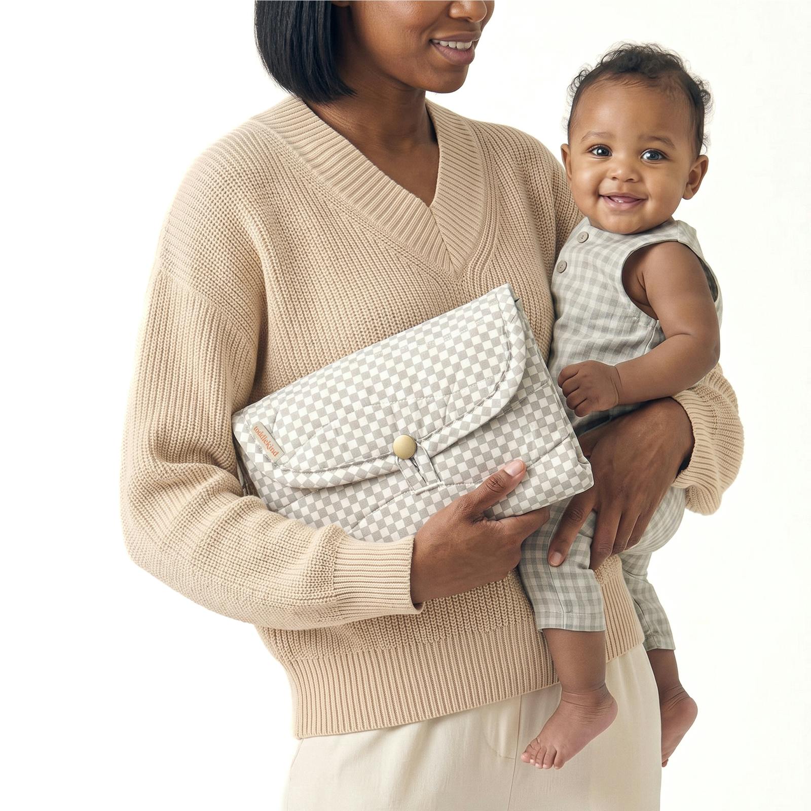 Portable Mini Maven Changing Clutch | Check, Oat | Toddlekind