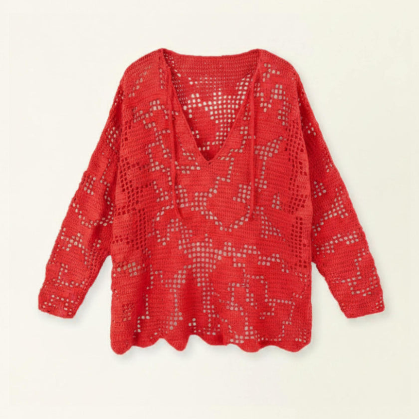 Madrid Hand Crochet Tunic in Chili