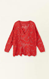 Madrid Hand Crochet Tunic in Chili