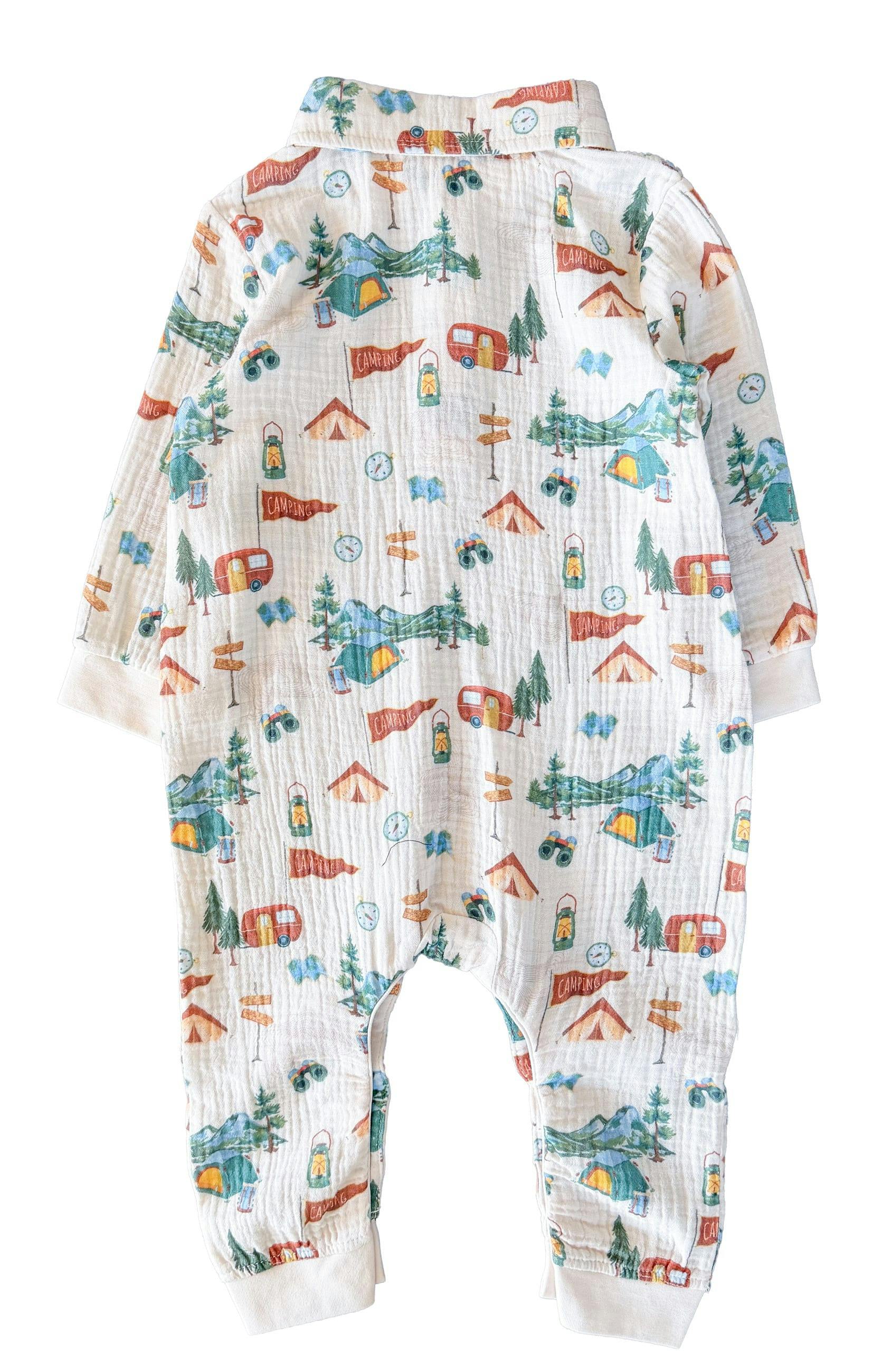 Happy Camper Teddy Buttondown Romper