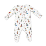 Winter Sports Dogs Green - 2 Way Zipper Footie