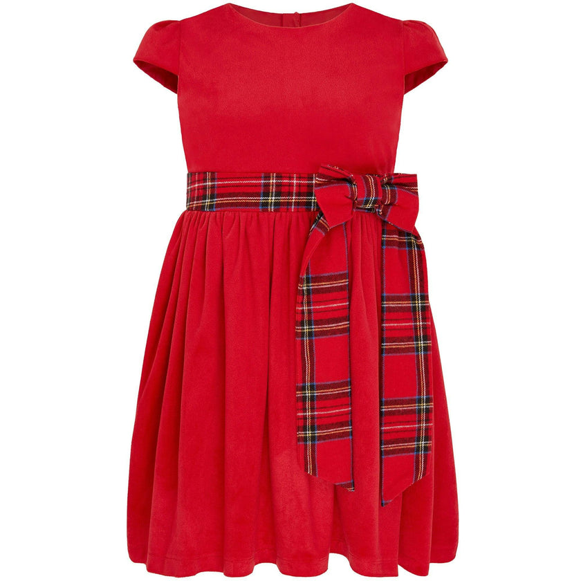 Ailsa Velvet Plaid Bow Occasion Party Dress