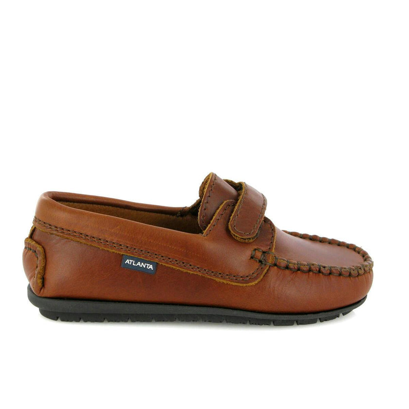 Strap In Pull Up Leather Moccasins, Camel