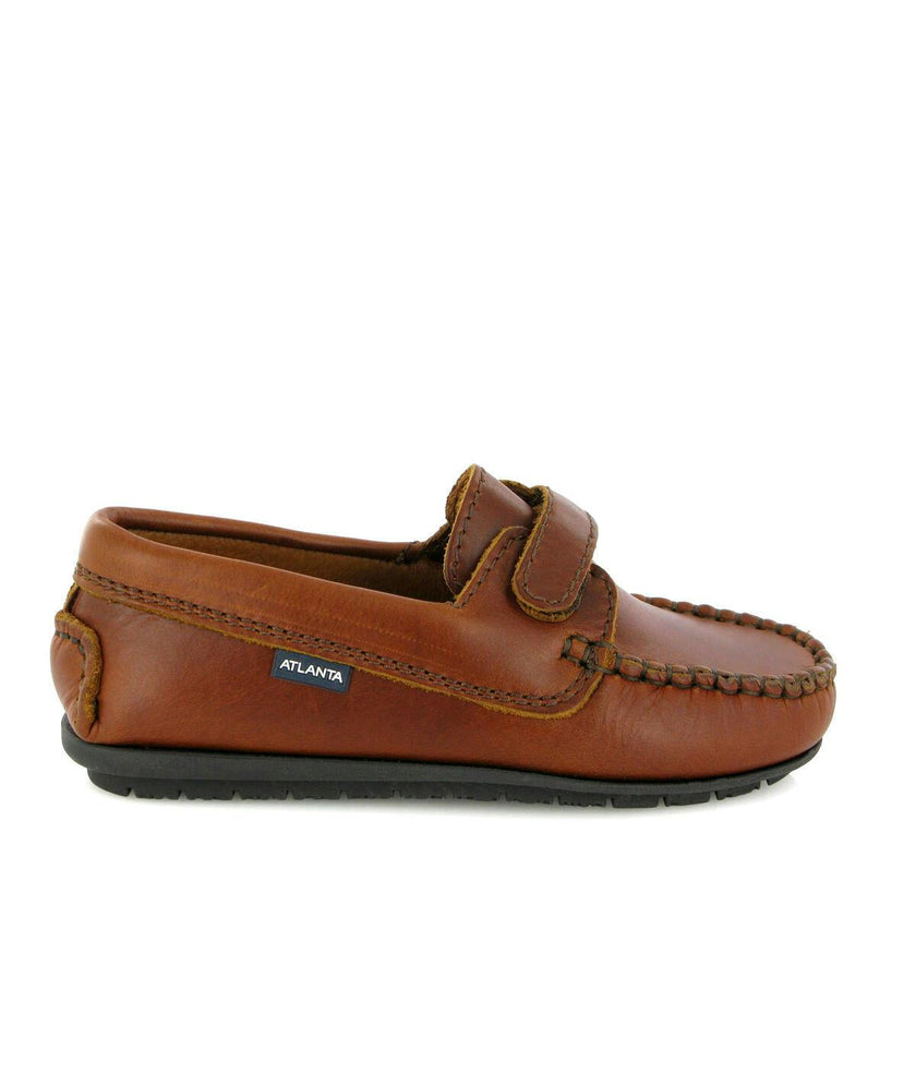 Strap In Pull Up Leather Moccasins, Camel