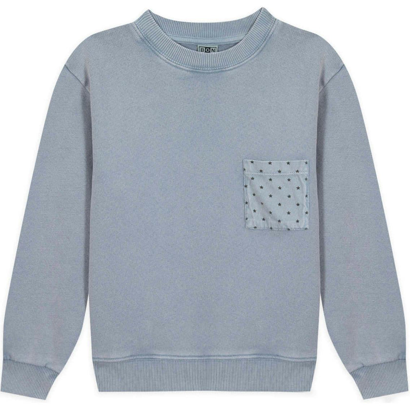 BONTON Narciss Star Pocket Sweatshirt - Bleu Bebe