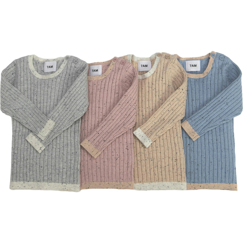 Ribbed Knit Long Sleeve Retro Top