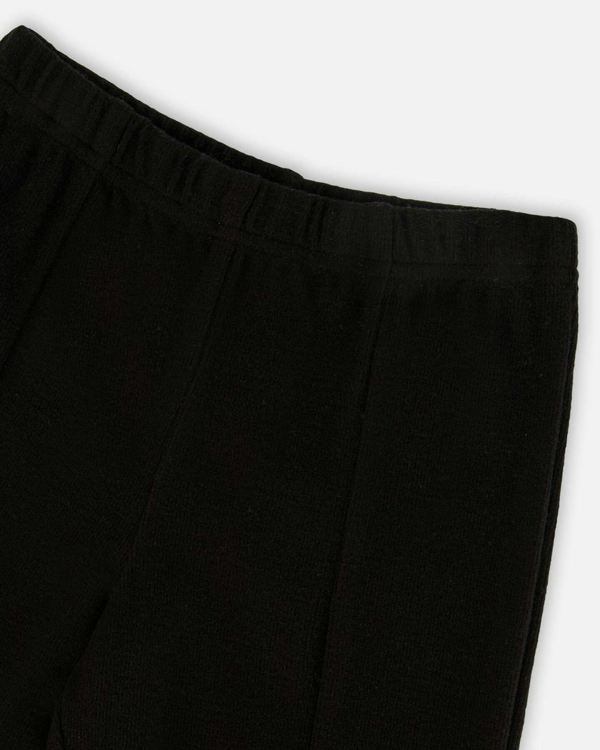 Ribbed Leggings Bootleg With Slit Black