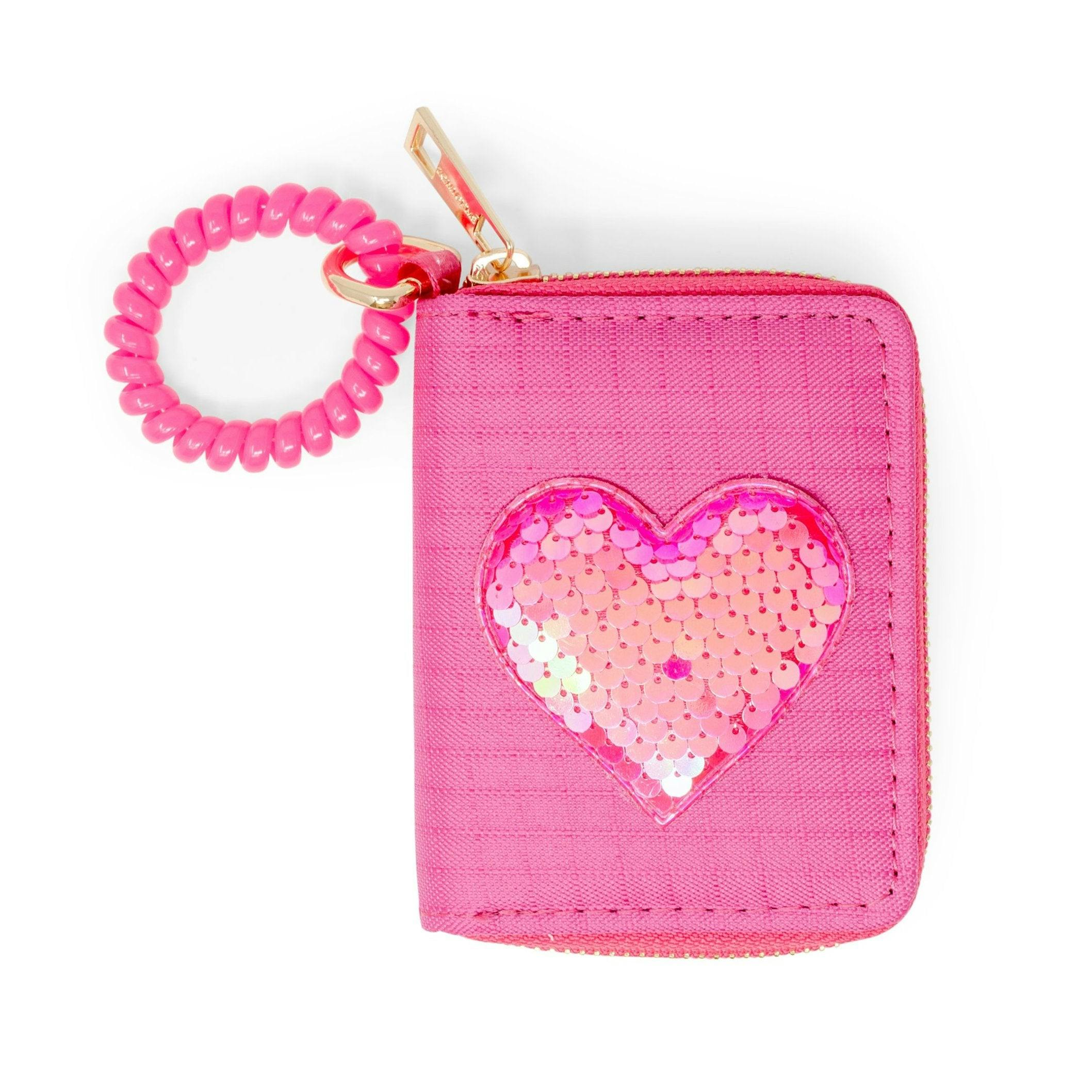 Sequin Heart Spiral Strap Wallet