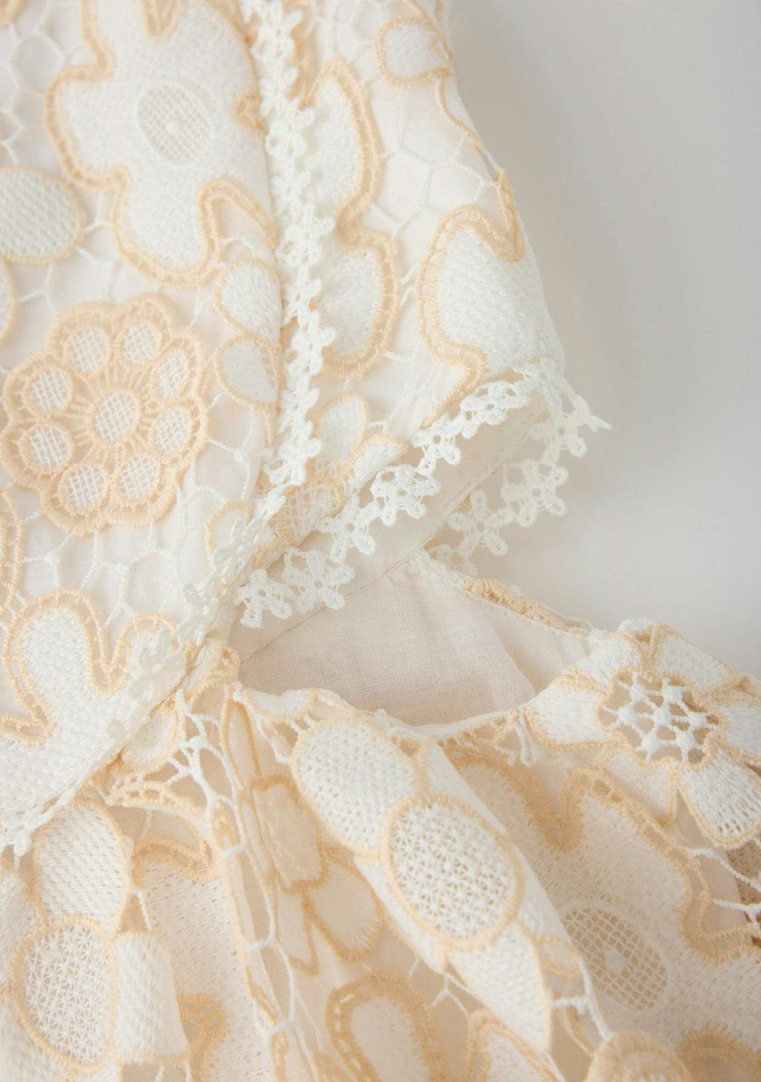 Haley Embroidered Frill Maxi Dress