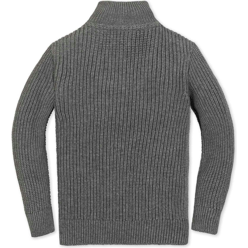 Organic Rib Knit Half Zip Pullover Sweater, Grey