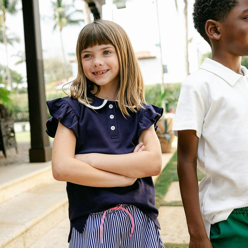 Violet Short  - Navy Pinstripe