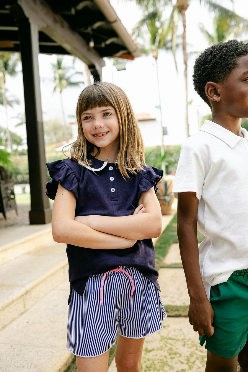 Violet Short  - Navy Pinstripe