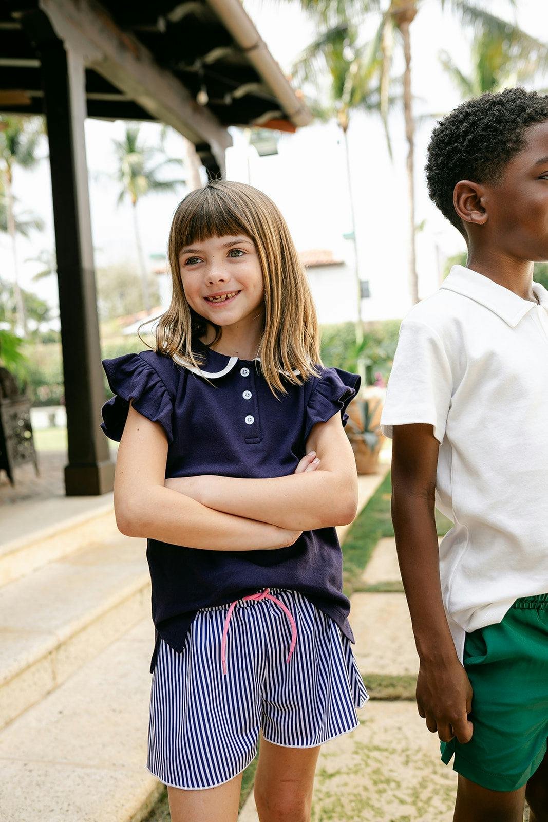 Violet Short  - Navy Pinstripe