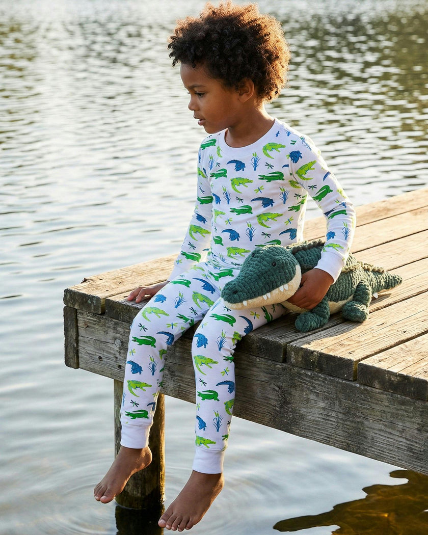 The Organic Long Sleeve Pajama Set [Later Gator]