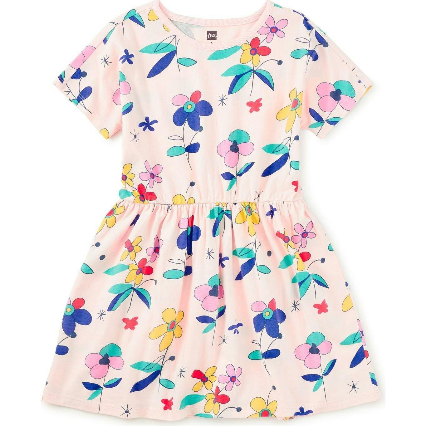 Short Sleeve Twirl Dress, Pink