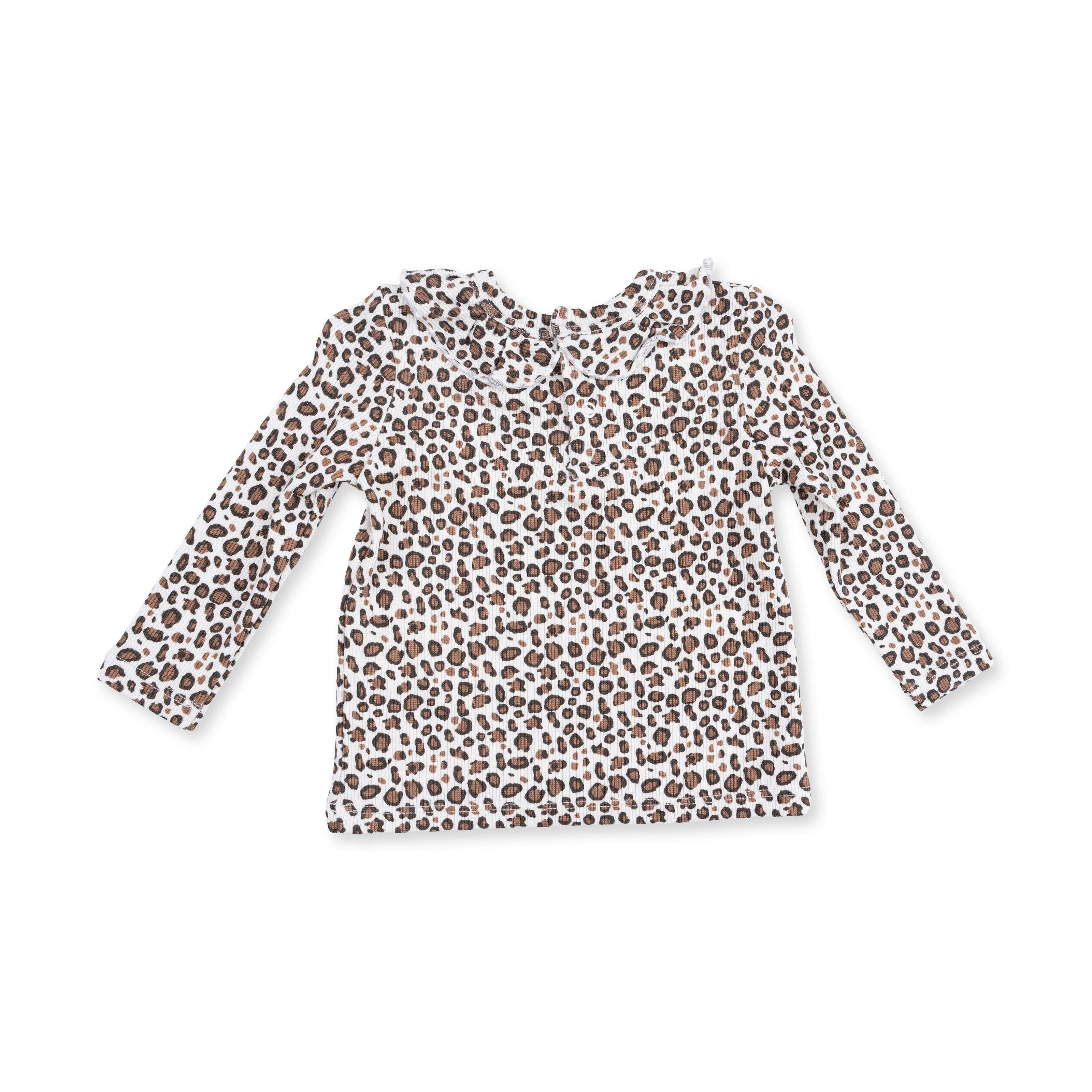 Leopard Rib - Long Sleeve Ruffle Top and Pant
