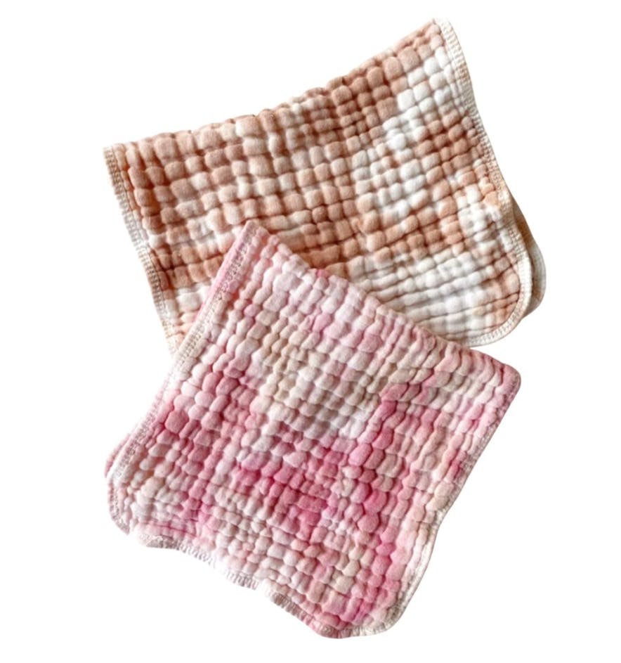 Tie-Dye Burp Cloth Set, Dustdye Rose Tie-dye