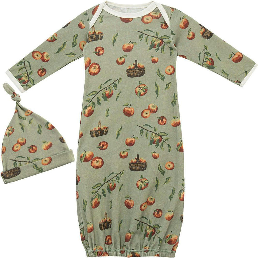 Apple Orchard Organic Cotton Newborn Gown & Hat Set