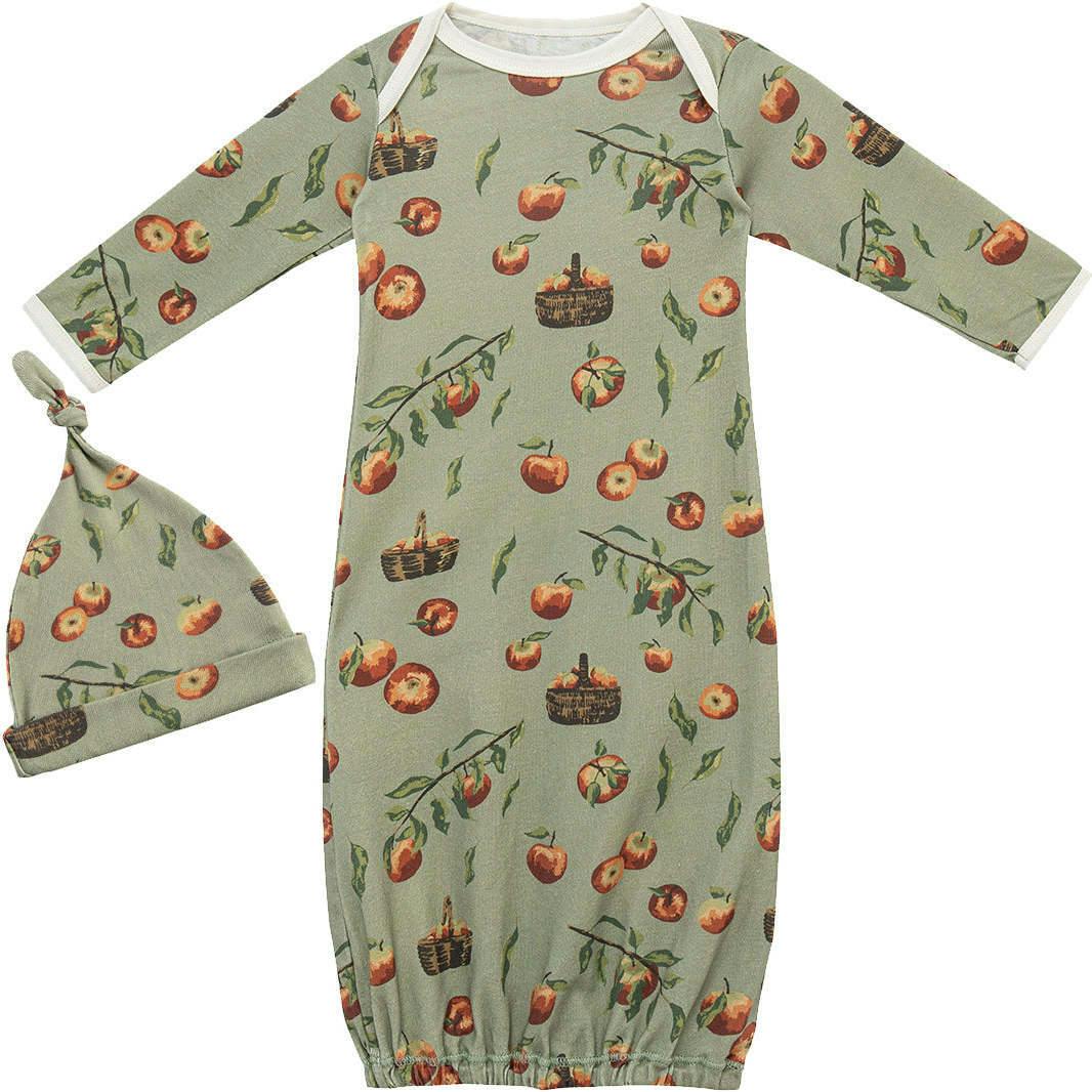 Apple Orchard Organic Cotton Newborn Gown & Hat Set