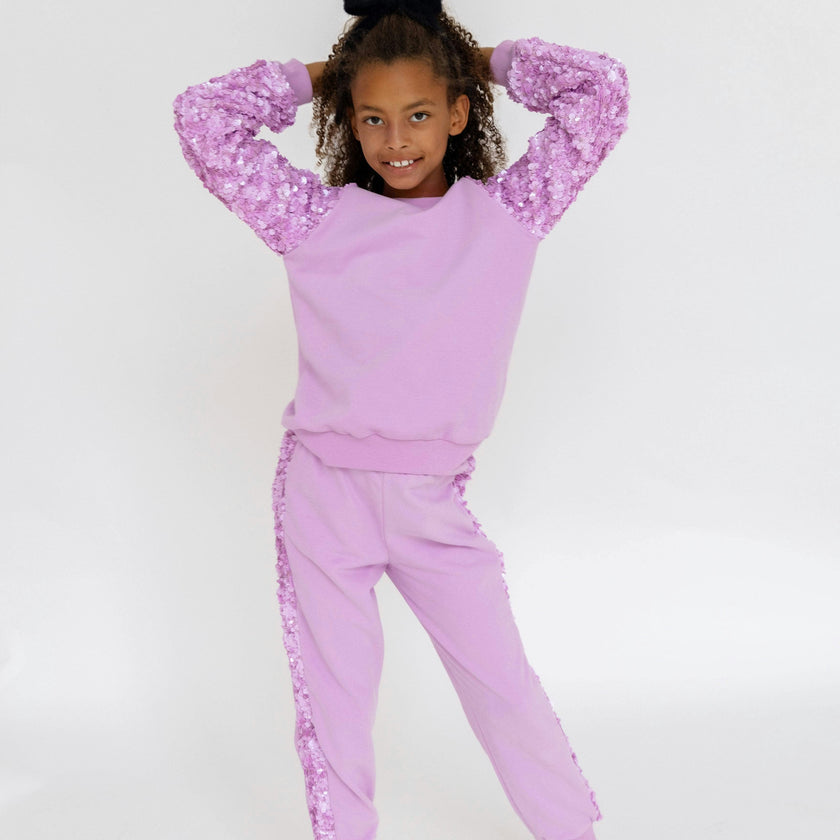 Lavender Sequin Joggers Set