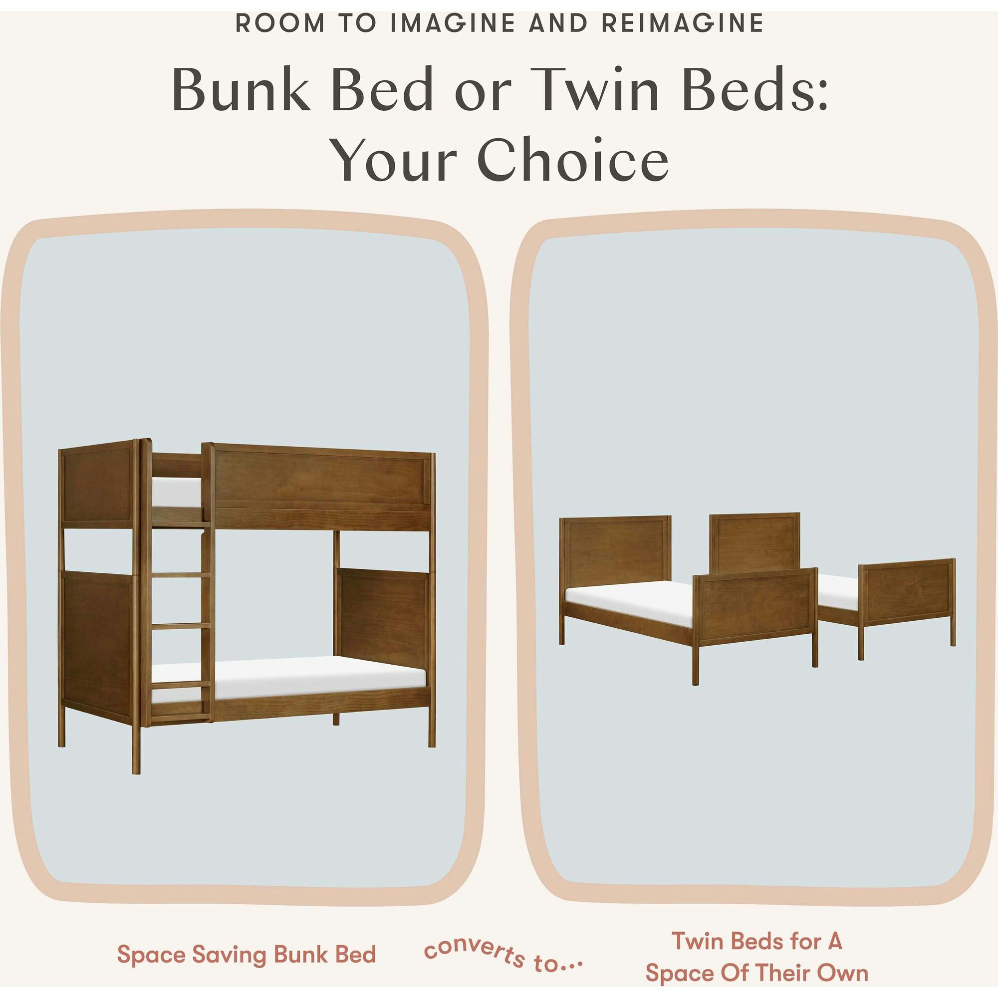 Bondi Convertible Bunk Bed in Natural Walnut
