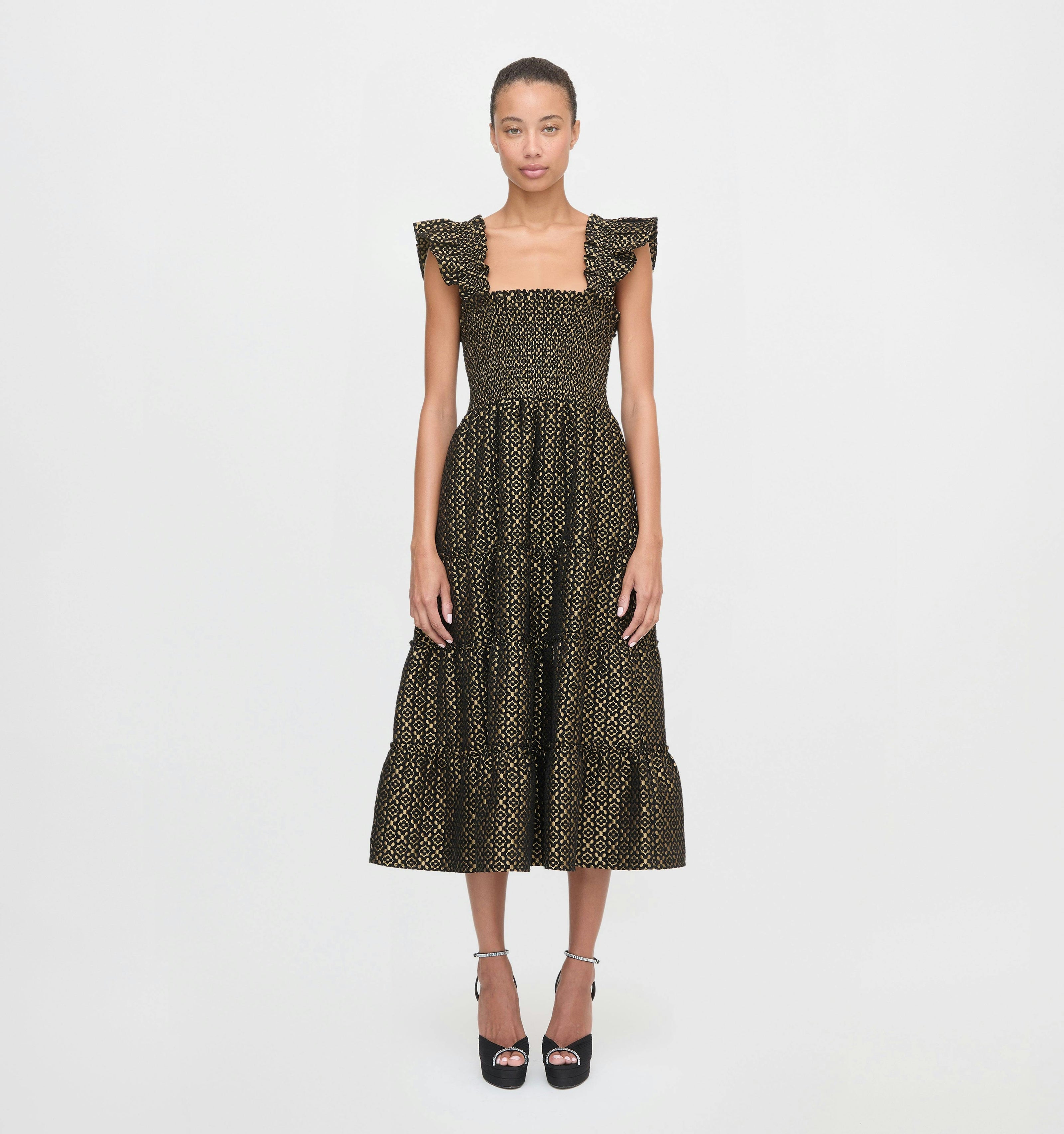 The Ellie Nap Dress - Metallic Brocade