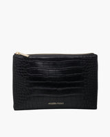 Insulated Small Snack Pouch, Black Croc