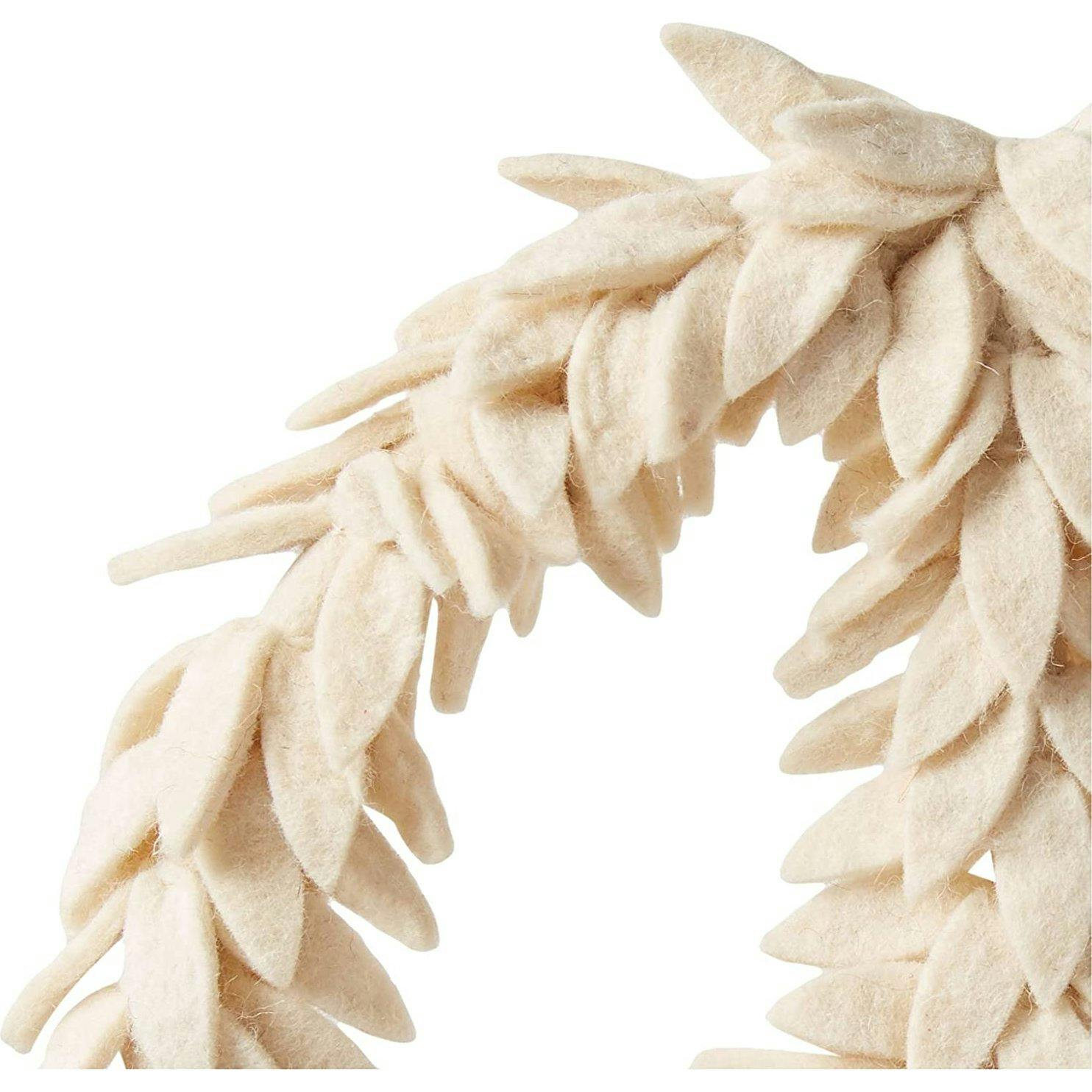Handmade Hand Felted Wool Wreath - Peace Symbol in Cream - 14