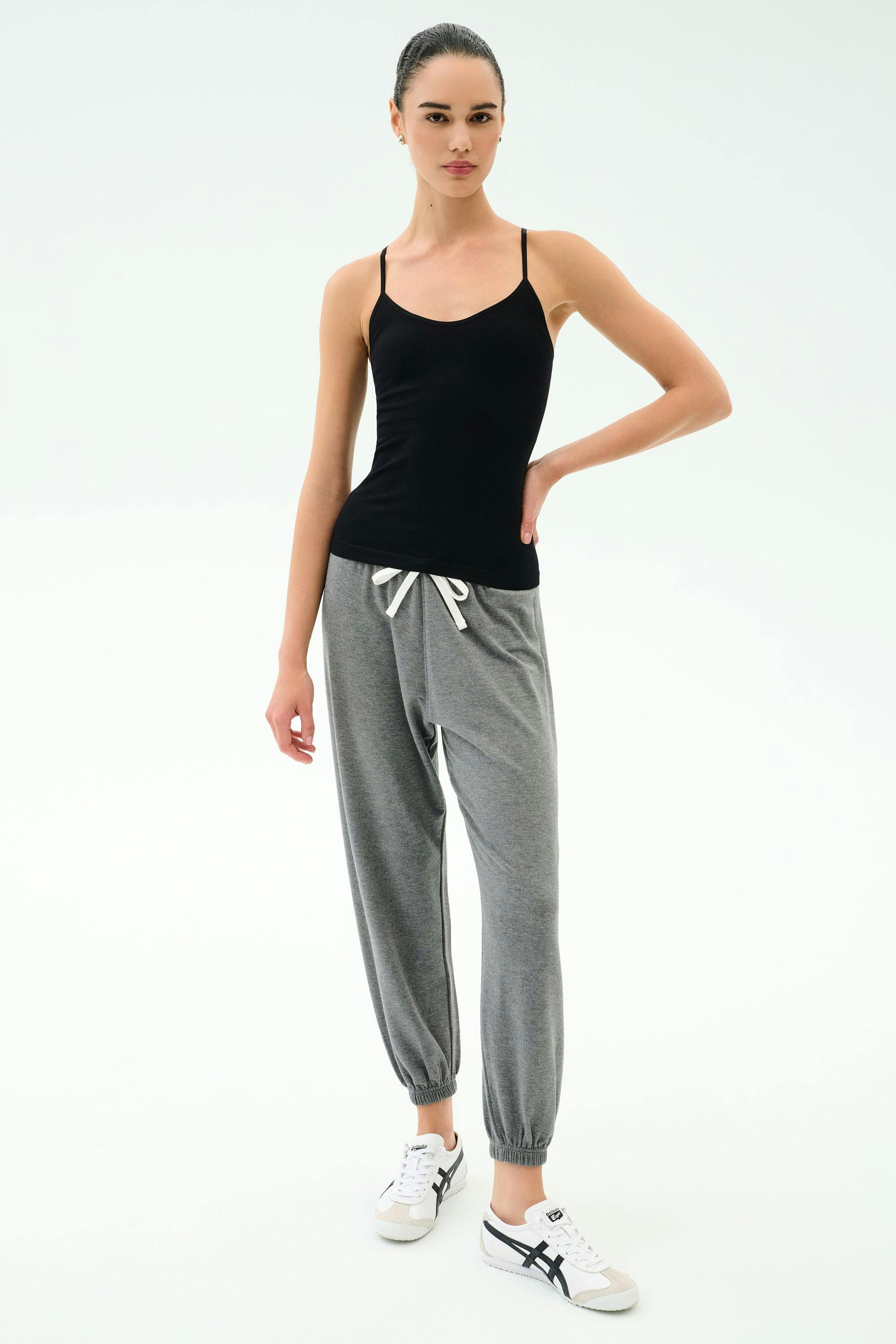 Loren Seamless Waist Length Tank - Black