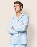 Men's Twill Pajama Set in Light Blue Gingham