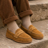 Suede Penny Loafer | Camel