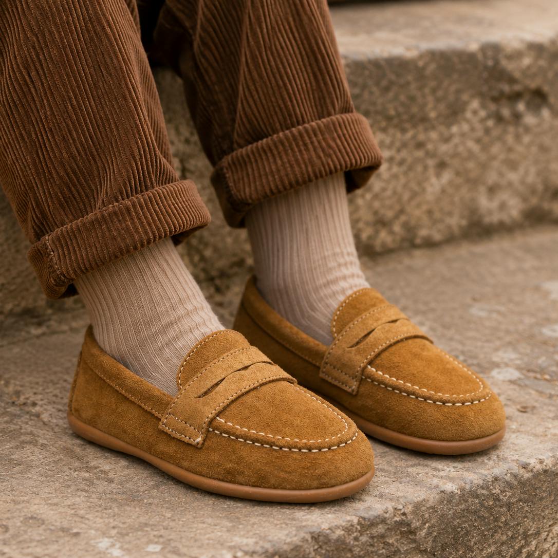 Suede Penny Loafer | Camel