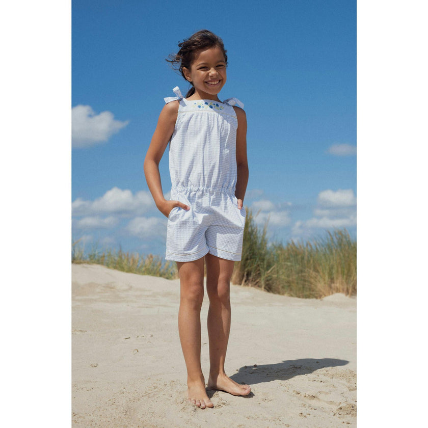 Jumpsuits Grace With Cross-Stitch Embroidery Blue Gingham, Blue