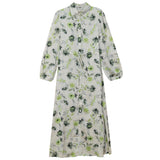 Printed Satin Belted Shirt Dress