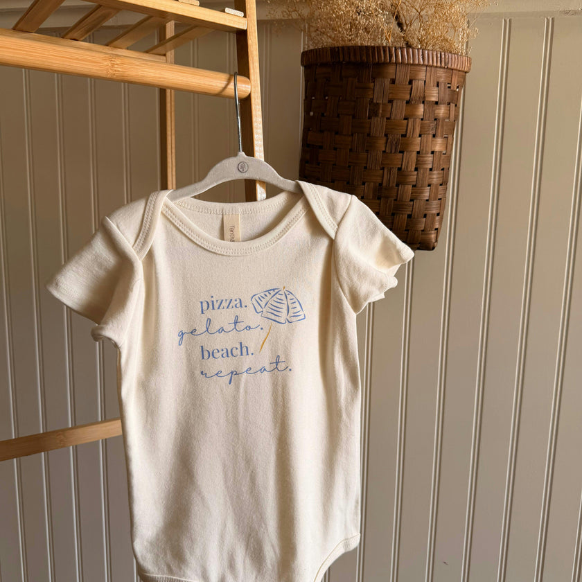 Pizza Gelato Beach Organic Cotton Baby Bodysuit